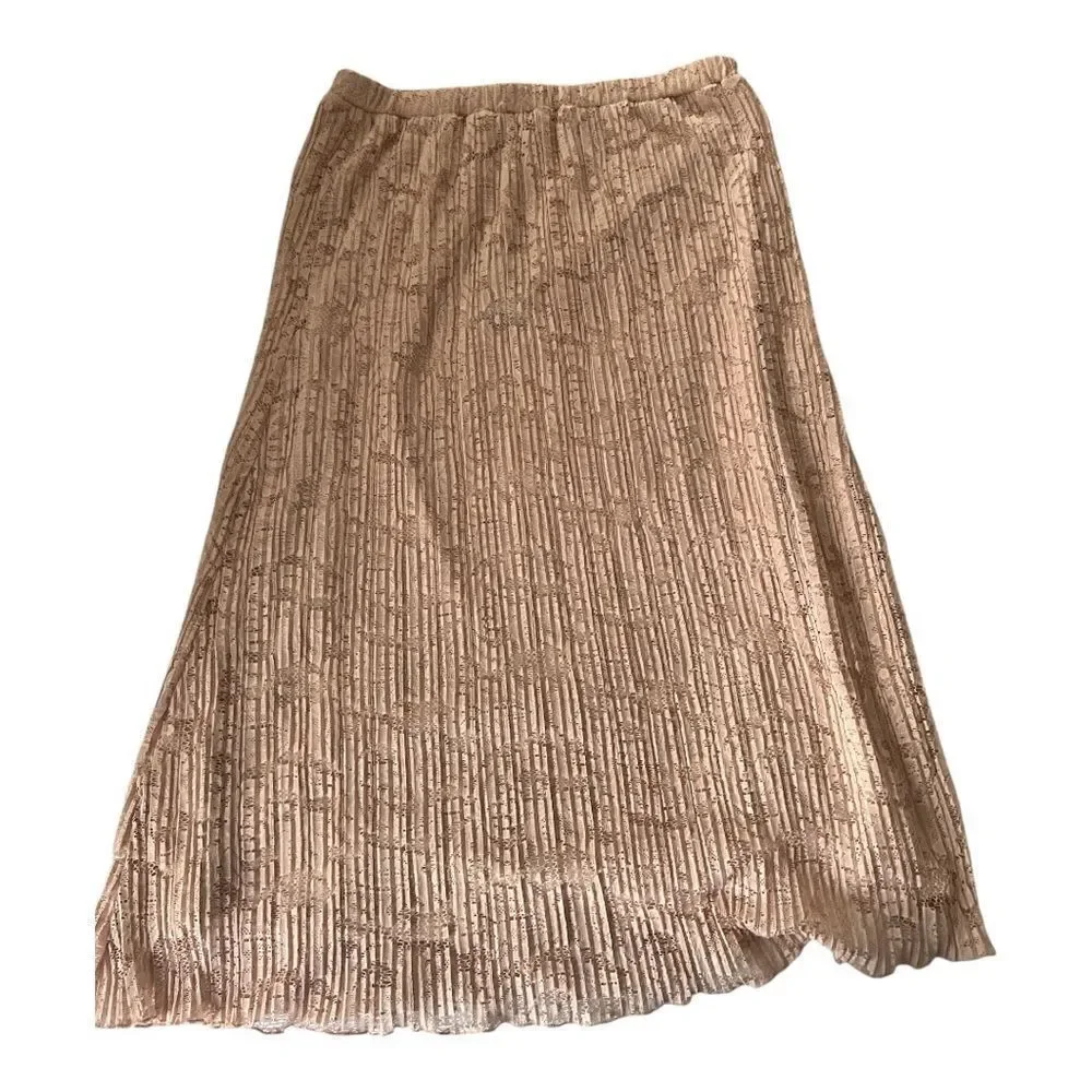 🆕 Adrianna Papell Pleated Lace Pull On Skirt size M